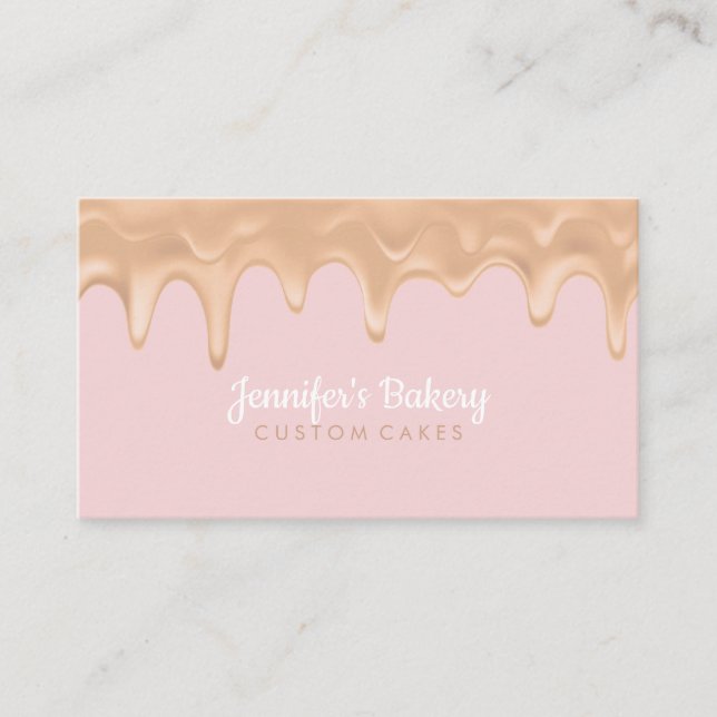 Carte De Visite Cream Caramel Driving Bakery Pâtisserie Chef Gâtea (Devant)
