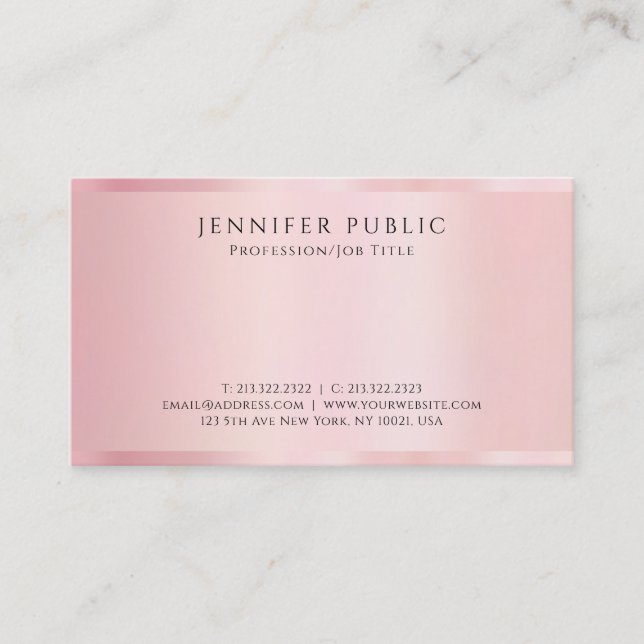 Carte De Visite Create Your Own Rose Gold Professional Luxury (Devant)