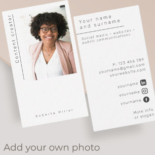 Carte de visite créateur de contenu de la photogra