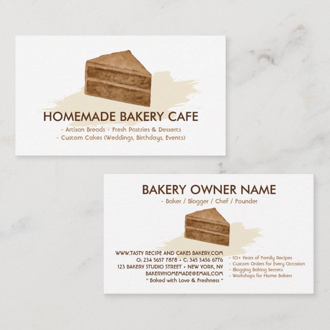 Carte De Visite Créateur de gâteaux Cookies Mariage Anniversaire B (Devant / Derrière)