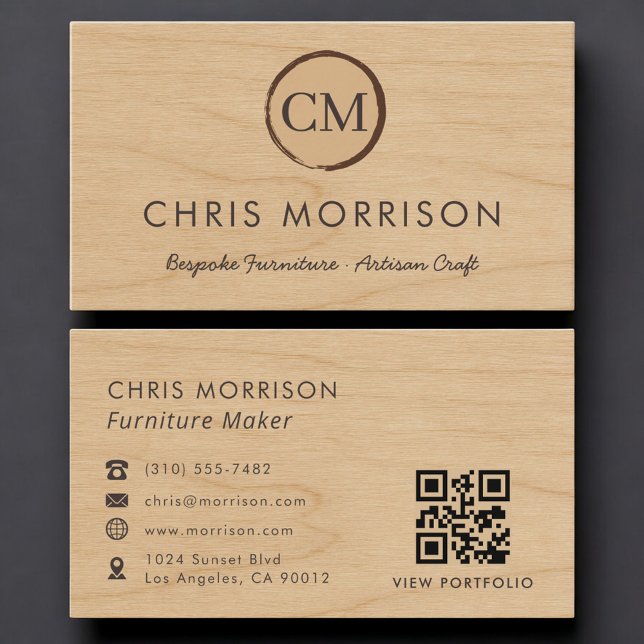 Carte De Visite Créateur de Meubles Bois Code QR Professionnel (Créateur téléchargé)