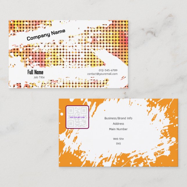 Carte de visite créatif avec QR - Vibes rétro (A) (Devant / Derrière)