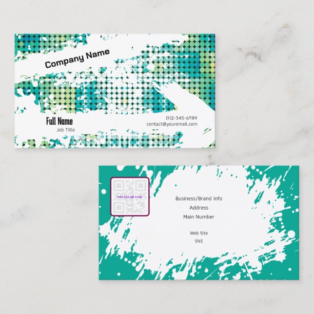 Carte de visite créatif avec QR - Vibes rétro (B) (Devant / Derrière)