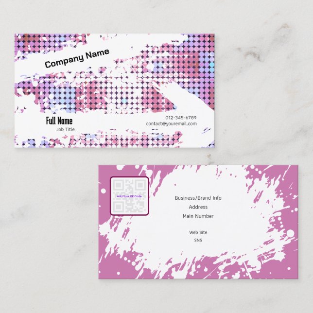 Carte de visite créatif avec QR - Vibes rétro (C) (Devant / Derrière)