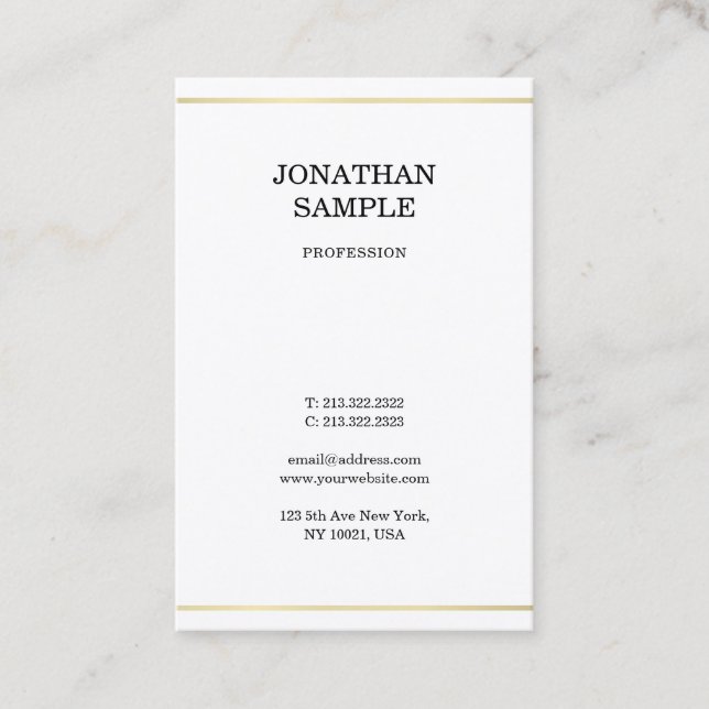 Carte De Visite Créatif Design Simple Moderne Look Tendance Or (Devant)