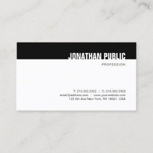 Carte De Visite Créatif minimaliste moderne noir Modèle blanc
