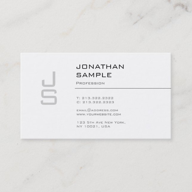 Carte De Visite Créatif Monogramme Design Épuré Tendance Moderne S (Devant)