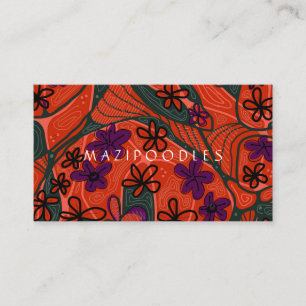 Carte De Visite Créatif personnel floral Neuro Art orange vert