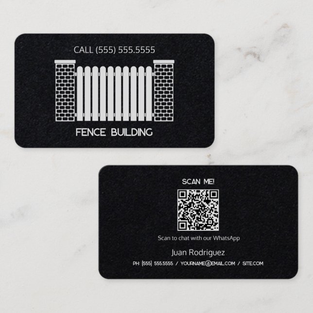 Carte De Visite Création de clôture QR personnalisé (Devant / Derrière)