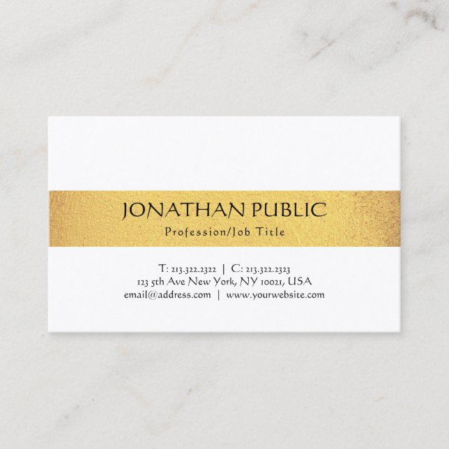 Carte De Visite Création moderne Design simple Or look tendance (Devant)
