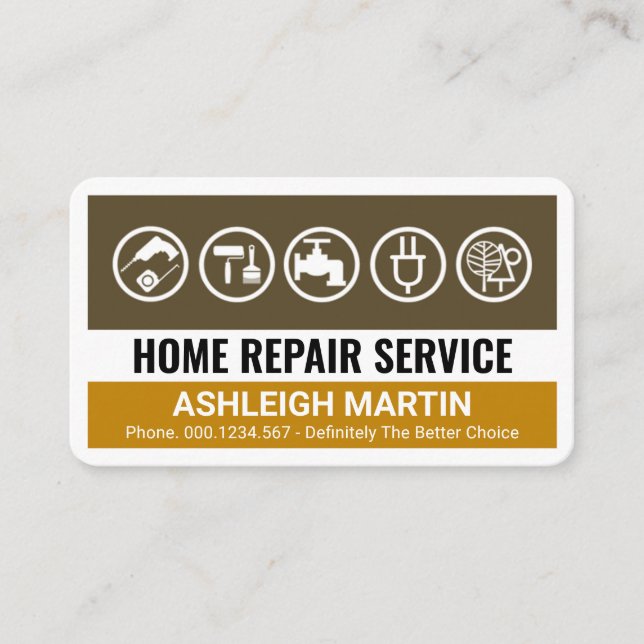 Carte De Visite Creative Brown Handyman Tools Layers (Devant)