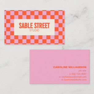 Carte de visite créative et audacieuse à carreaux