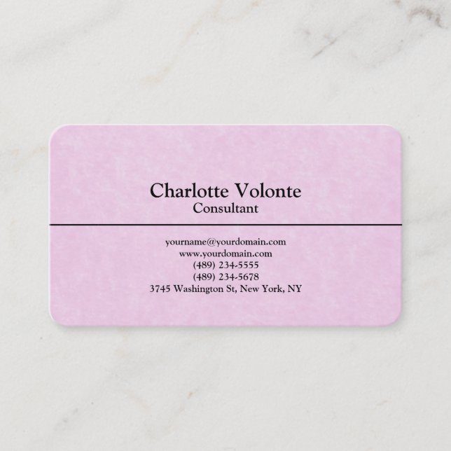 Carte De Visite Créative Feminine Rose tendance Plaine stylish Sim (Devant)