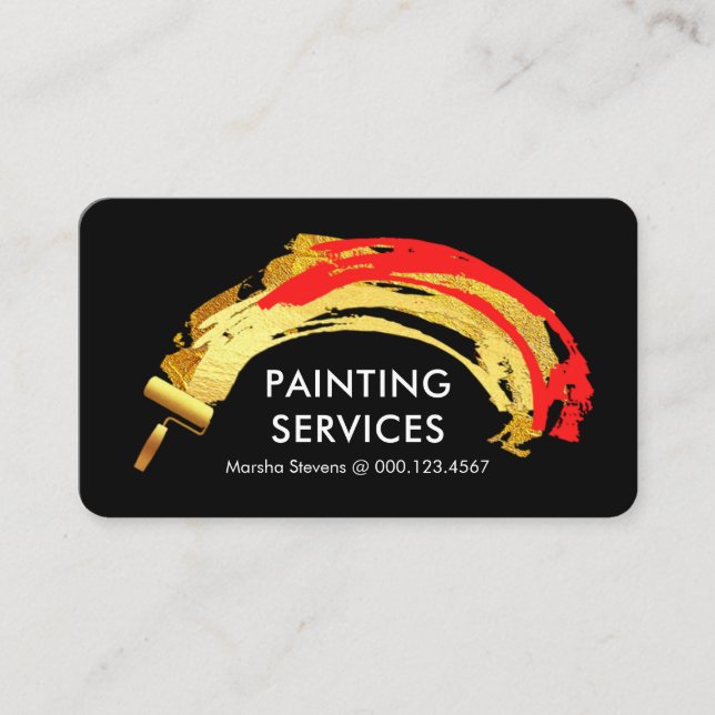Carte De Visite Creative Gold Brush Paint Splatter  (Devant)