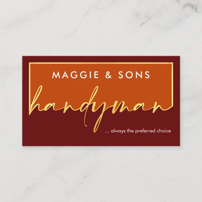 Carte De Visite Creative Gold Handyman Signage Frame (Devant)