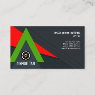 Carte De Visite Creative Green Jet Grève Red Sky Airport Taxi