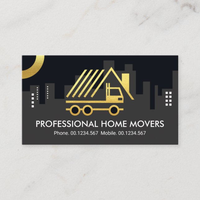 Carte De Visite Creative Home Movers Truck City Silhouette (Devant)