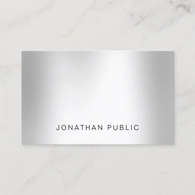 Carte De Visite Créative moderne Argent Look professionnel élégant (Devant)