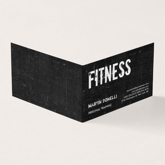 Carte De Visite Créative Retro Black Grey Dynamic Personal Trainer (Extérieur)