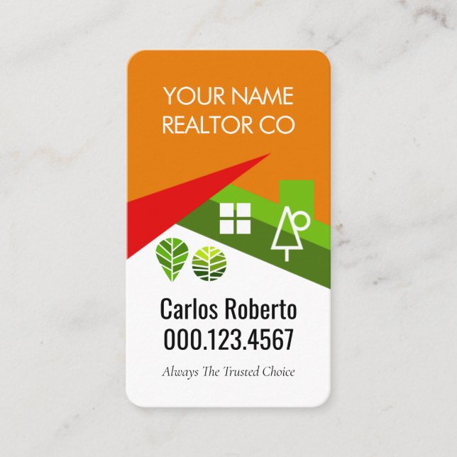 Carte De Visite Creative Roof Landscape Realtor Building (Devant)