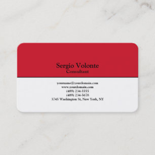 Carte De Visite Créative Rouge Blanc tendance Plaine stylish Simpl