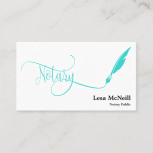 Carte De Visite crédit plume notaire signature turquoise