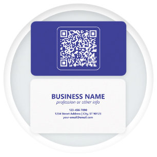 Carte De Visite Créer un code QR scannable Bleu foncé modifiable