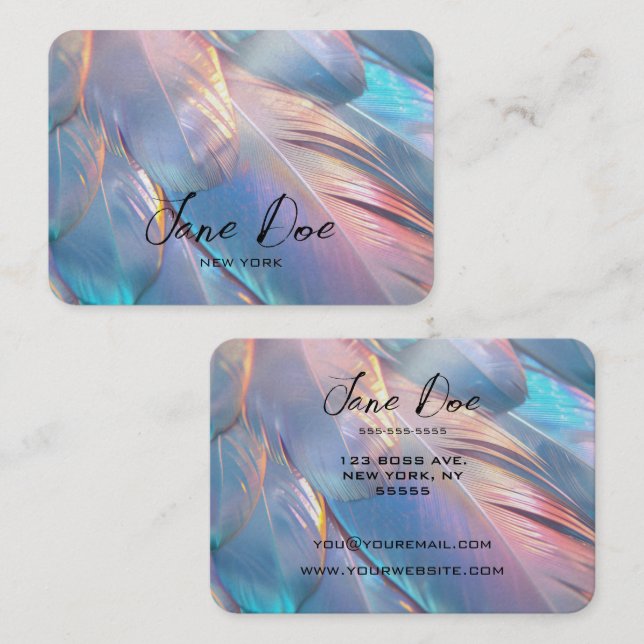 Carte De Visite Créez vos propres plumes opales personnalisées (Devant / Derrière)