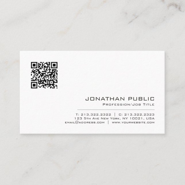 Carte De Visite Créez votre propre code QR simple moderne élégant (Devant)