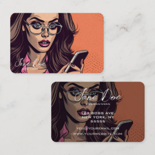 Carte De Visite Créez votre propre fille rétro dans les lunettes a