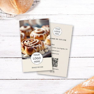 Carte de visite crème avec code QR pour boulangeri