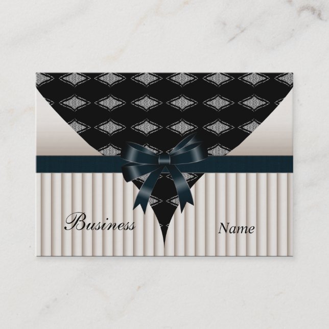 Carte de visite Crème Beige Noir Nœud (Devant)