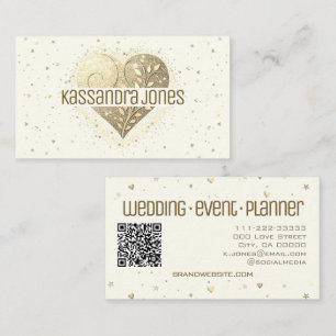 Carte De Visite Crème blanche ivoire Parties scintillant Amour Coe