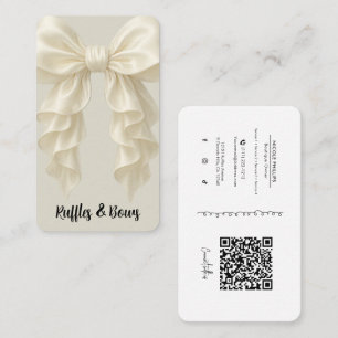 Carte De Visite Crème Cascade Ruffle Bow Élégant Posh Boutique QR