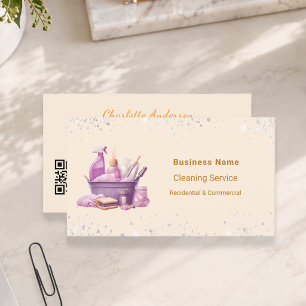Carte De Visite Crème de service de nettoyage code QR paillettes a