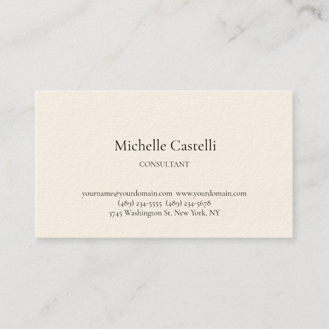 Carte De Visite Crème de signature professionnelle unique classiqu (Devant)
