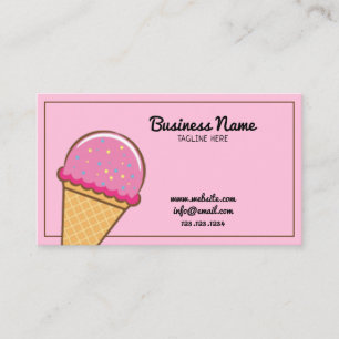 Carte De Visite Crème glacée et confiserie rose moderne