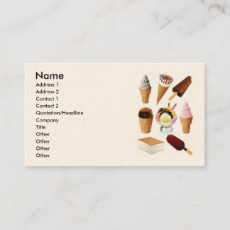 Carte De Visite Crème glacée, Nom, Adresse 1, Adresse 2, Contact .