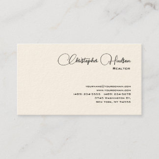 Carte De Visite Crème Immobilier Simple Realtor Professionnel