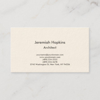 Carte De Visite Crème minimaliste Elegant Plain Architect Société