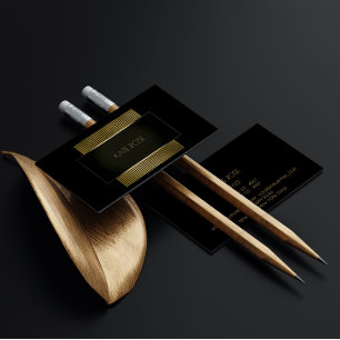 Carte De Visite Crème minime géométrique géométrique en or noir