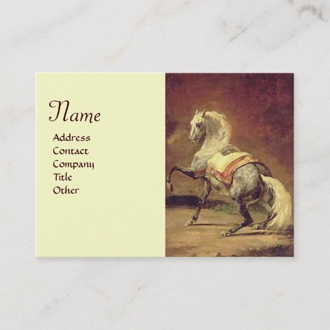 Carte De Visite Crème monographique HORSE GRAY DAPPÉ (Devant)