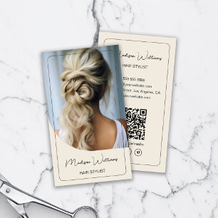 Carte De Visite Crème Photo Moderne Coiffeur