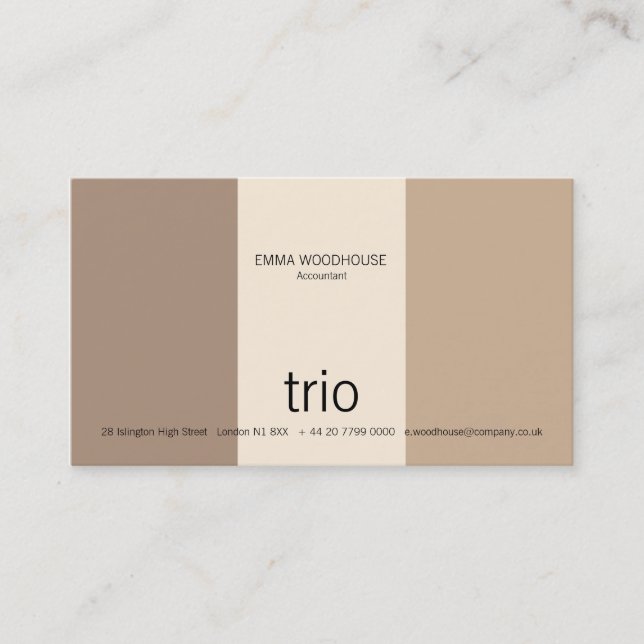 Carte De Visite Crème, Tan et brun de trio (Devant)