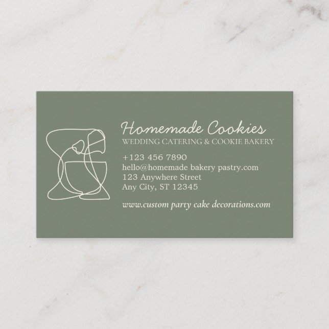 Carte De Visite Crème Vert Un Côté Alimentation Boulangerie Cuisin (Devant)