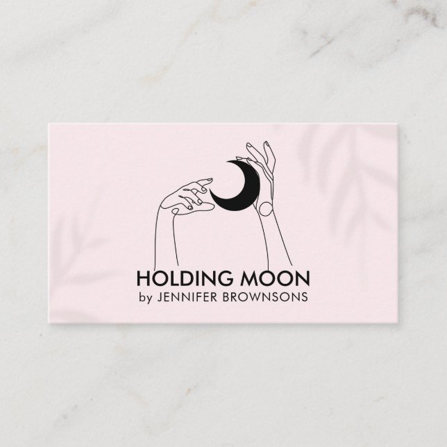 Carte De Visite Crescent de lune rose Fortune avec mains (Devant)