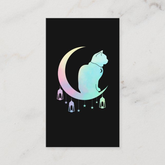 Carte De Visite Crescent Moon Pastel Chat Mystique Wicca Goth (Devant)