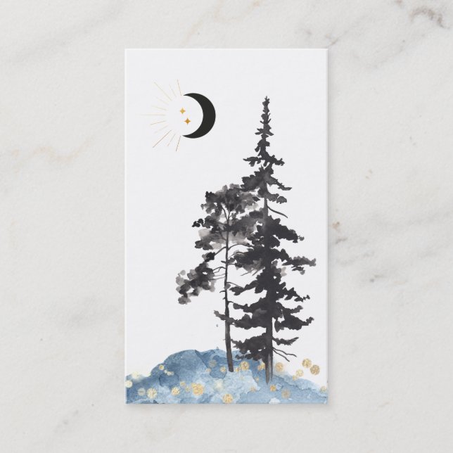 Carte De Visite *~* Crescent Moon Trees Gold Stars Parties scintil (Devant)