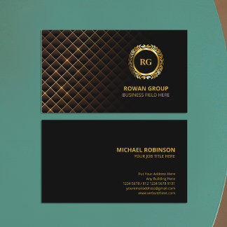 Carte De Visite Crête de feuille d'or Laurel | Motif diamant | Lux