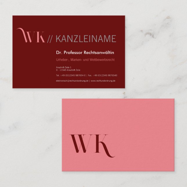 Carte De Visite Crimson Pink et Cool (Devant / Derrière)